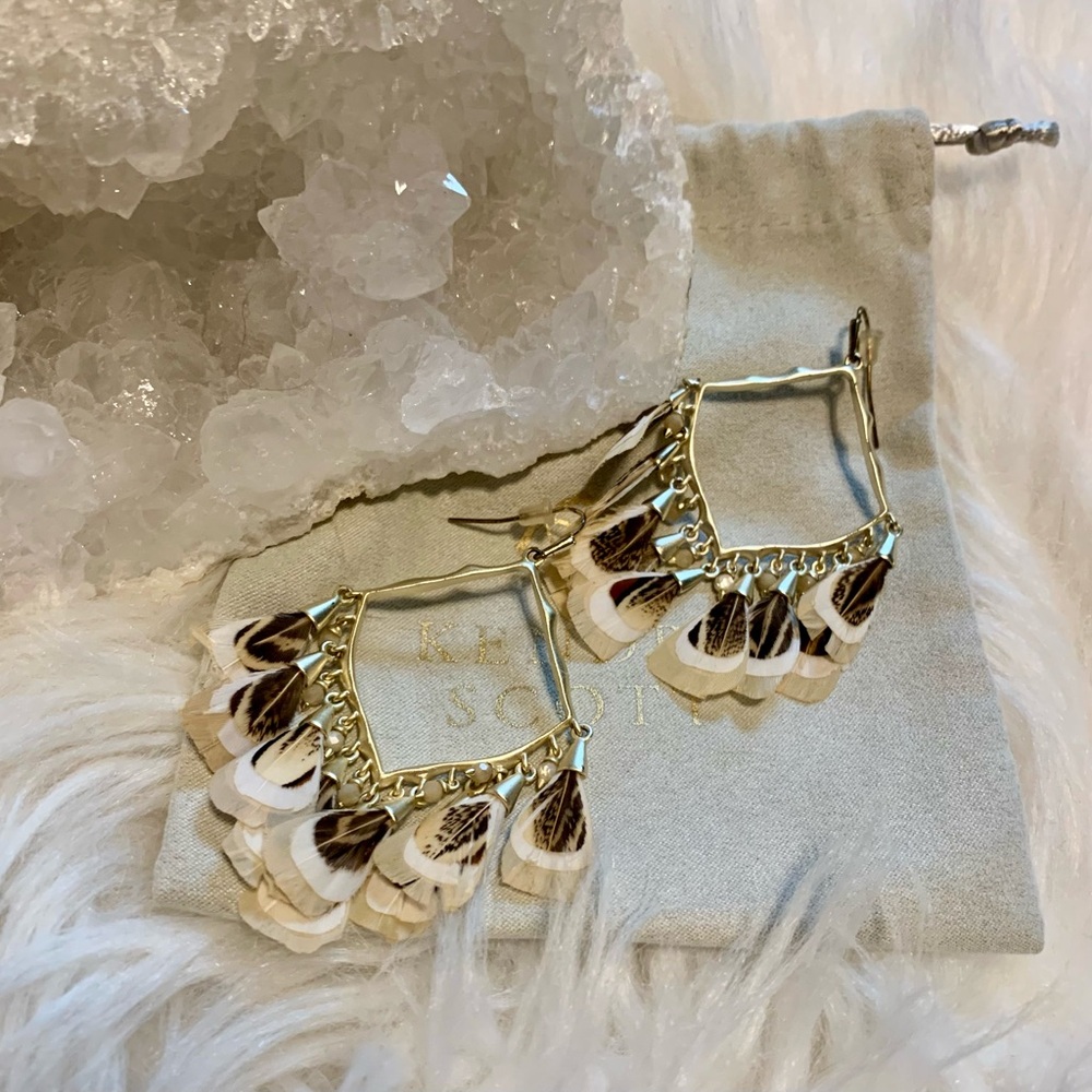 Kendra Scott Raven Feather Drop Dangle Earrings